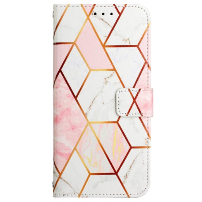 Folio-hoesje voor Oppo A94 5G Marmer Geometrisch Met Riem