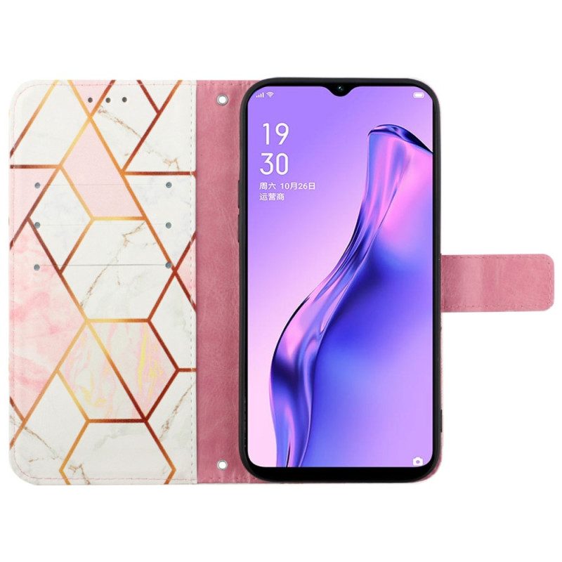 Folio-hoesje voor Oppo A94 5G Marmer Geometrisch Met Riem