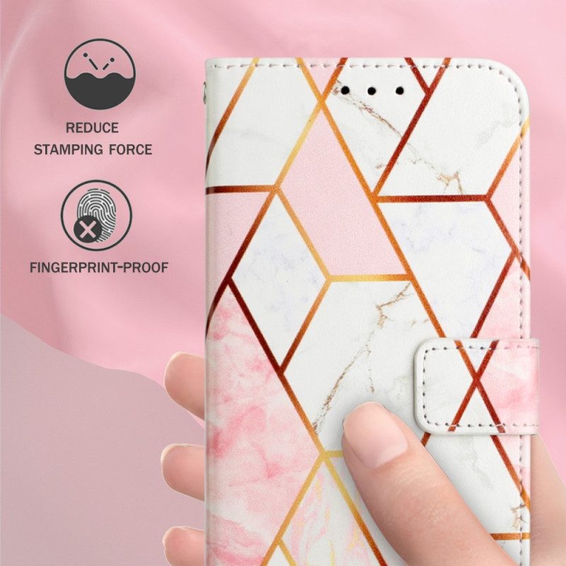 Folio-hoesje voor Oppo A94 5G Marmer Geometrisch Met Riem