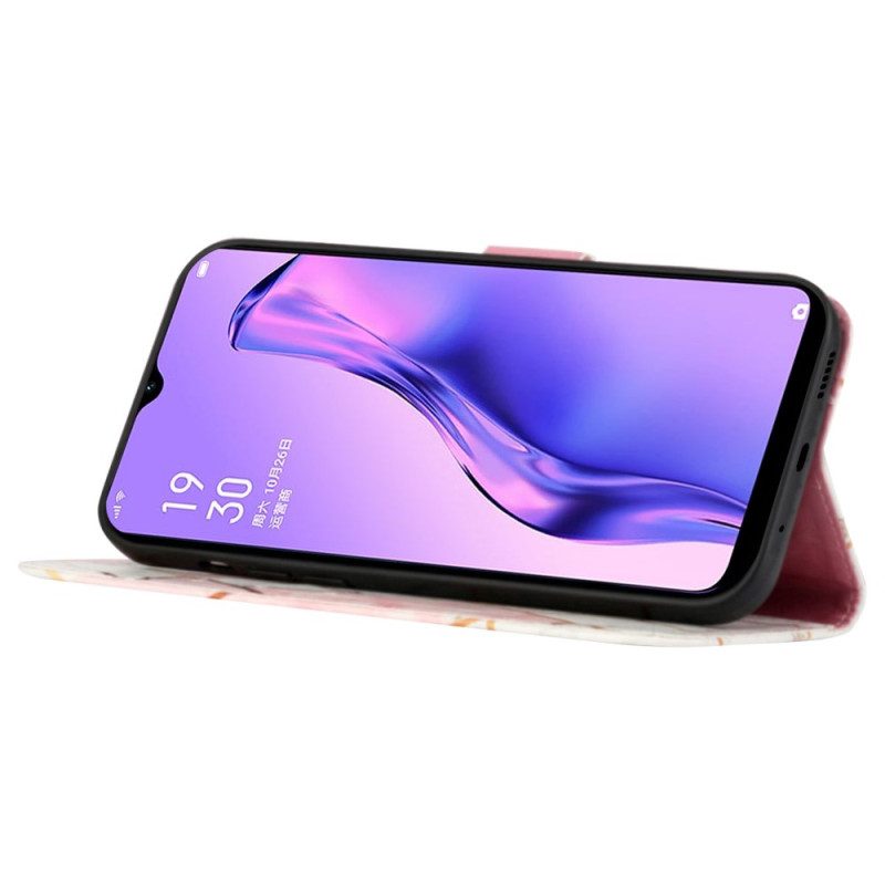 Folio-hoesje voor Oppo A94 5G Marmer Geometrisch Met Riem