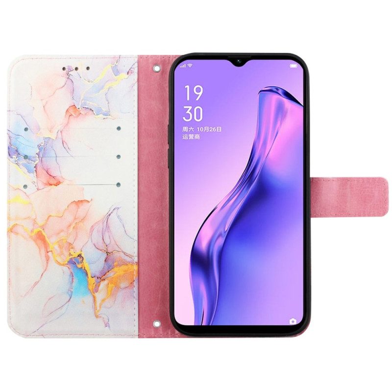 Folio-hoesje voor Oppo A94 5G Marmer Met Lanyard