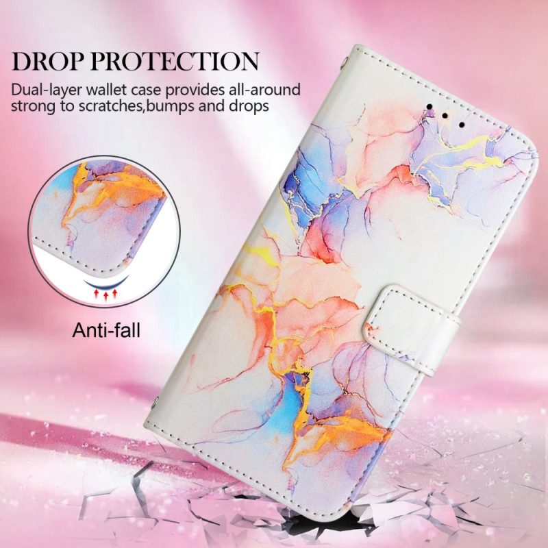 Folio-hoesje voor Oppo A94 5G Marmer Met Lanyard