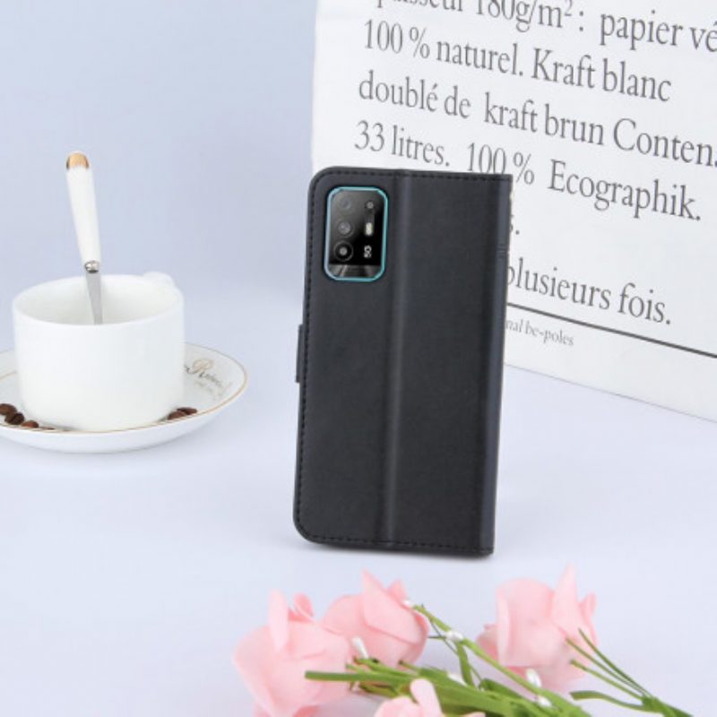 Folio-hoesje voor Oppo A94 5G Met Ketting Geo-leereffect Met Bandjes