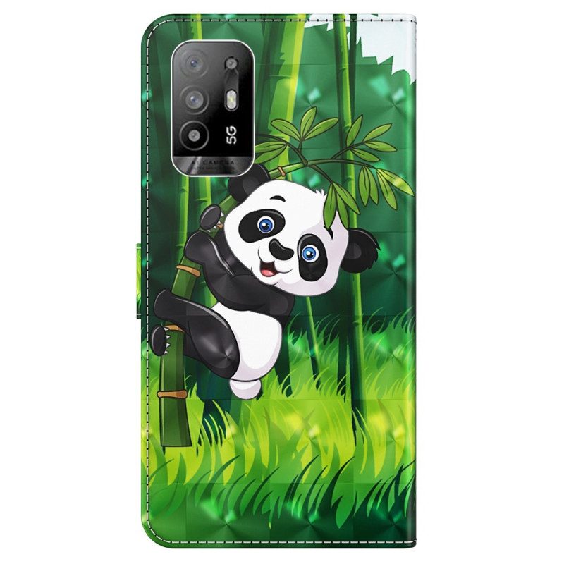 Folio-hoesje voor Oppo A94 5G Panda Met Koord