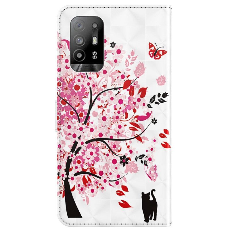 Folio-hoesje voor Oppo A94 5G Rozenboom Met Koord