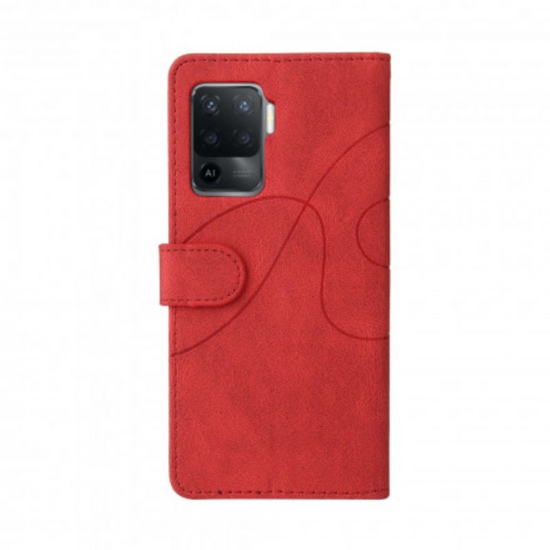 Folio-hoesje voor Oppo A94 5G Tweekleurig Kenmerkend Kunstleer