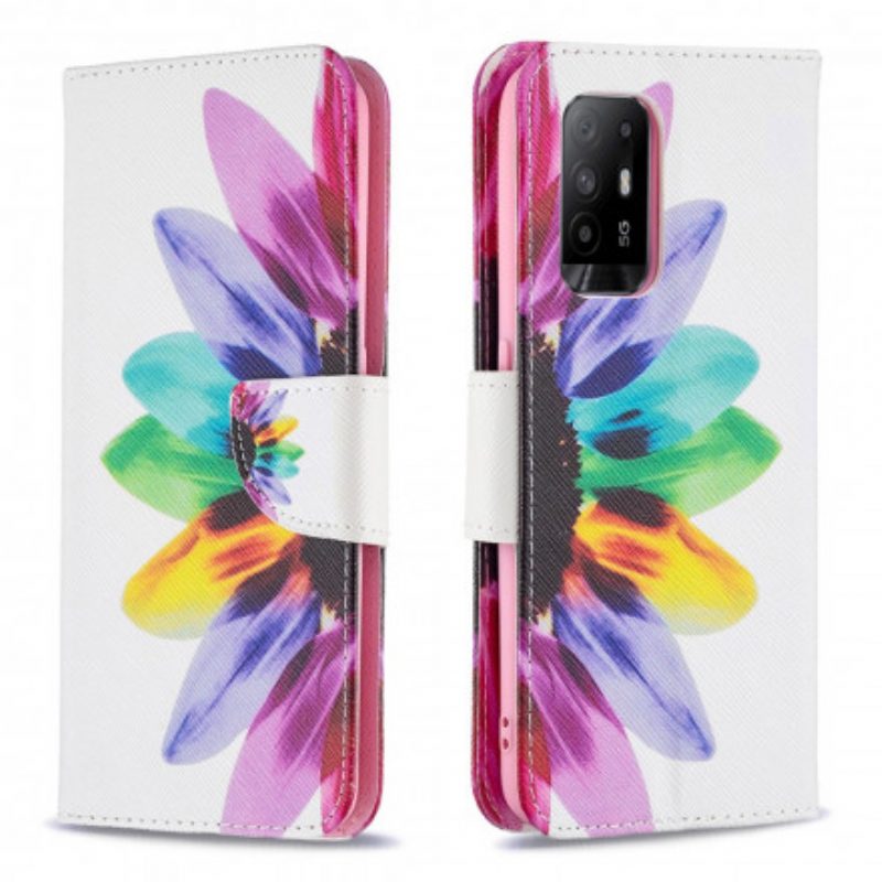 Folio-hoesje voor Oppo A94 5G Waterverf Bloem