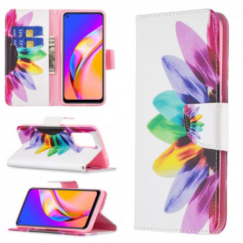 Folio-hoesje voor Oppo A94 5G Waterverf Bloem