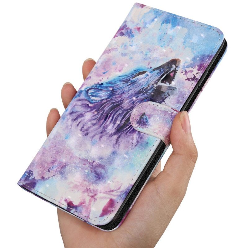 Folio-hoesje voor Oppo A94 5G Wolf Met Sleutelkoord