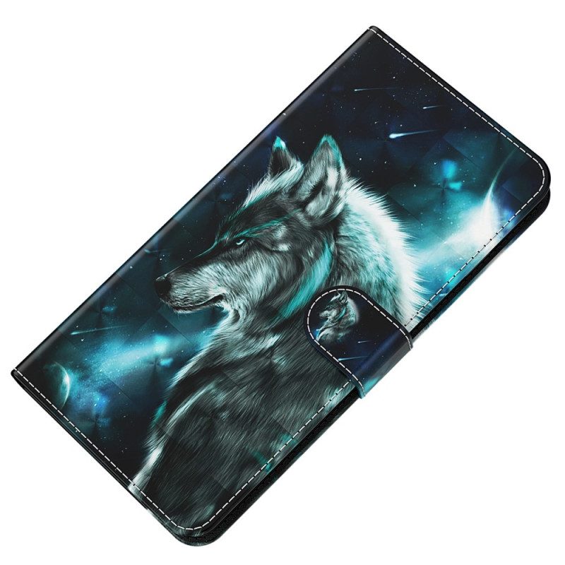 Folio-hoesje voor Oppo A94 5G Wolf Met Sleutelkoord