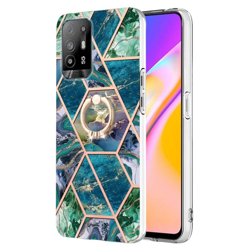 Hoesje voor Oppo A94 5G Geometrisch Marmer Met Ring