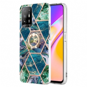 Hoesje voor Oppo A94 5G Geometrisch Marmer Met Ring