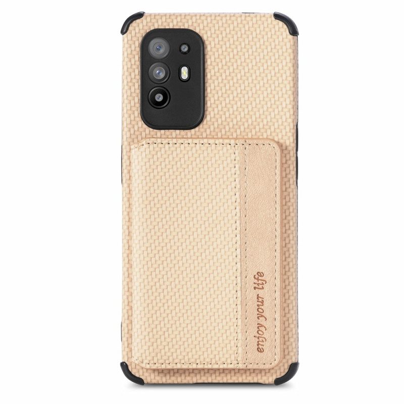 Hoesje voor Oppo A94 5G Koolstofvezel Kaarthouder