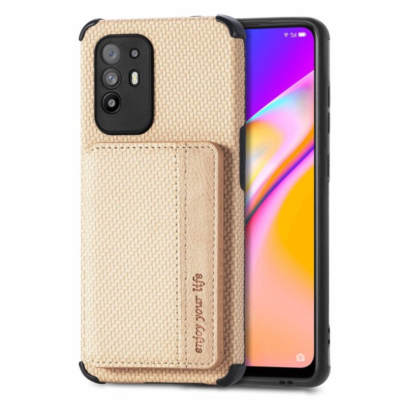 Hoesje voor Oppo A94 5G Koolstofvezel Kaarthouder