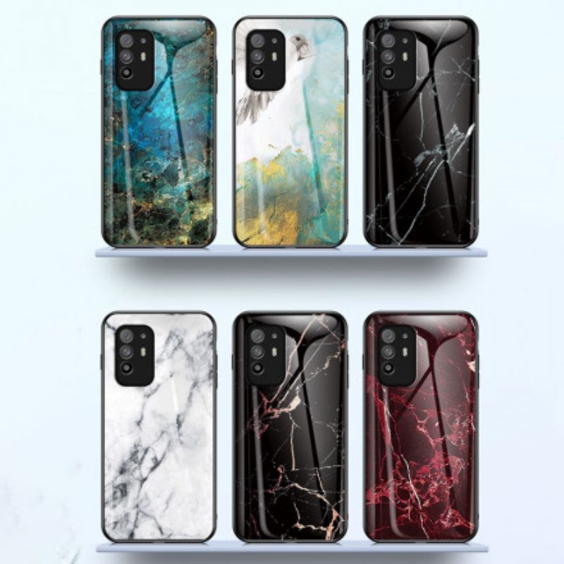 Hoesje voor Oppo A94 5G Marmeren Kleuren Gehard Glas