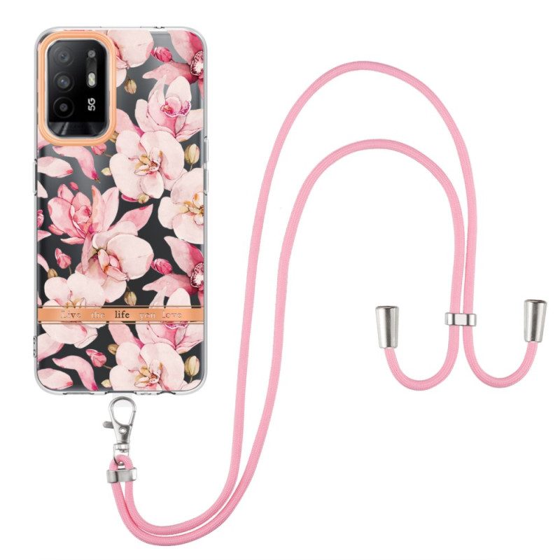 Hoesje voor Oppo A94 5G Met Koord Met Bloemenkoord