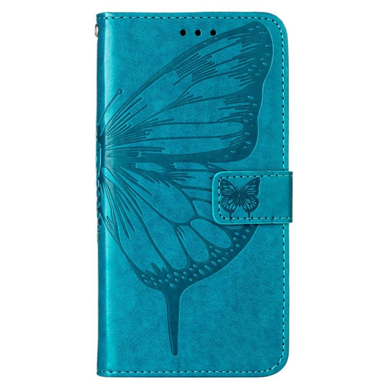 Leren Hoesje voor Oppo A94 5G Vlinder Met Lanyard