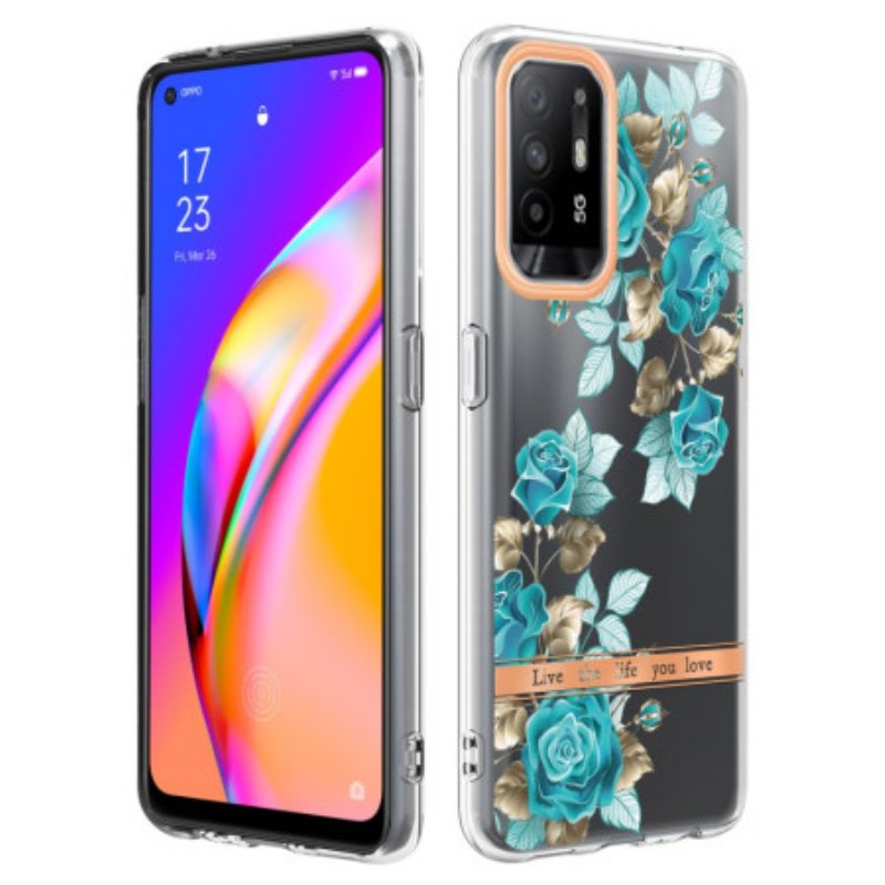 Telefoonhoesje voor Oppo A94 5G Naadloze Blauwe Bloemen