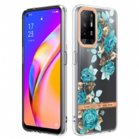 Telefoonhoesje voor Oppo A94 5G Naadloze Blauwe Bloemen