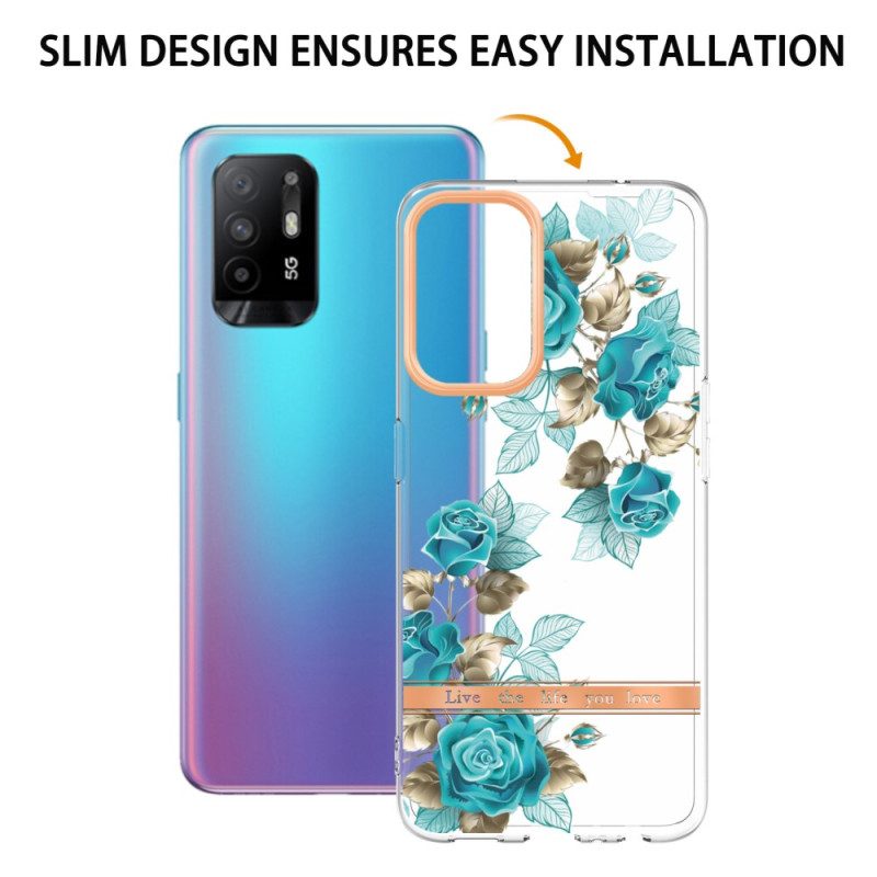 Telefoonhoesje voor Oppo A94 5G Naadloze Blauwe Bloemen