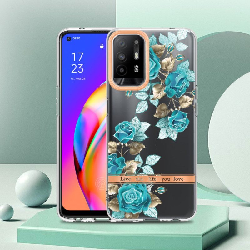 Telefoonhoesje voor Oppo A94 5G Naadloze Blauwe Bloemen