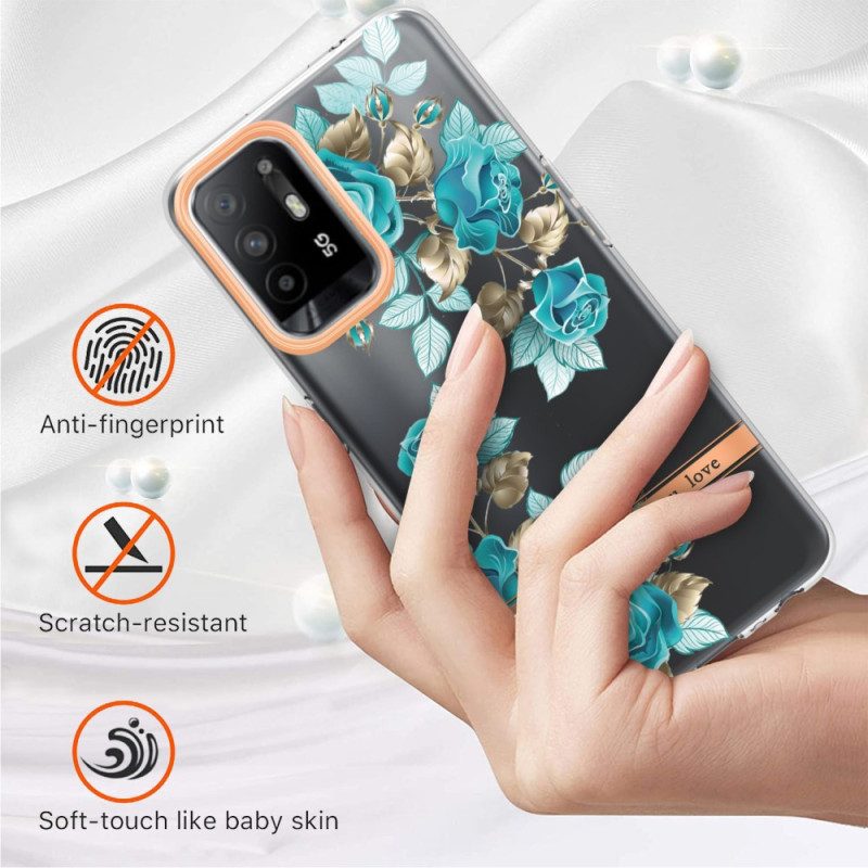 Telefoonhoesje voor Oppo A94 5G Naadloze Blauwe Bloemen