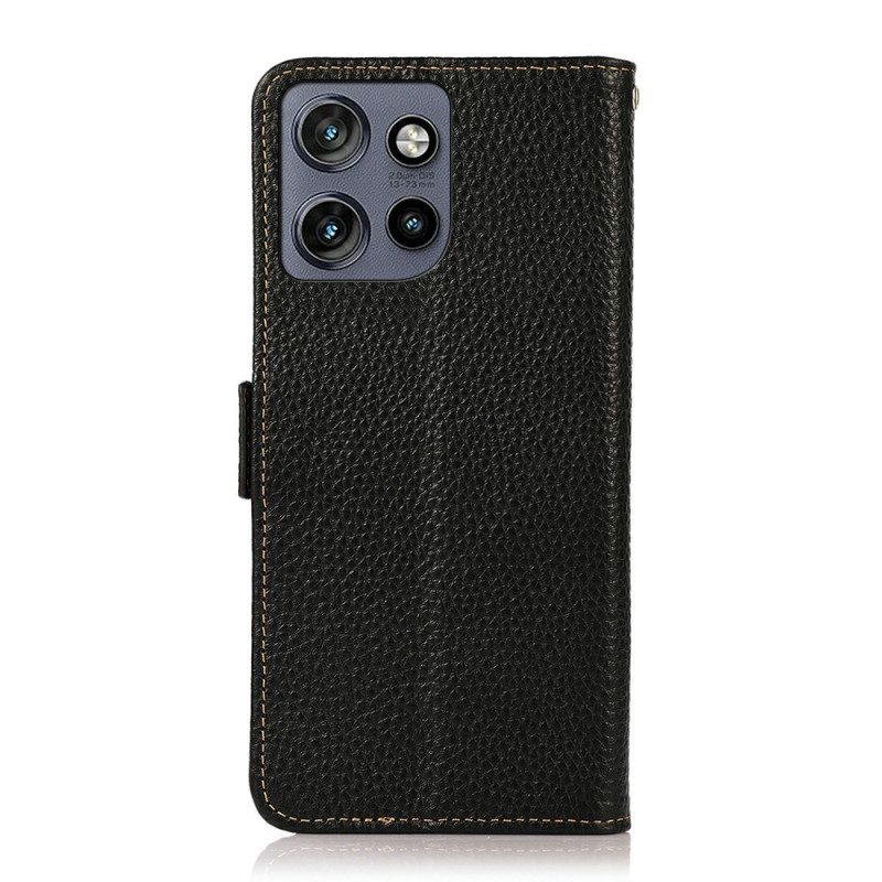 Flip Case Leren Motorola Edge 50 Neo Khazneh Litchi-leer