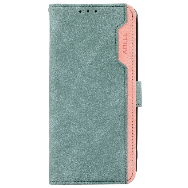 Flip Case Leren Motorola Edge 50 Neo Tweekleurig Abeel