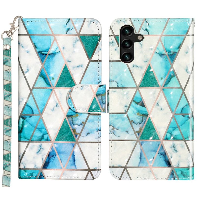 Bescherming Hoesje Samsung Galaxy S24 Fe Groen Marmer Met Riem