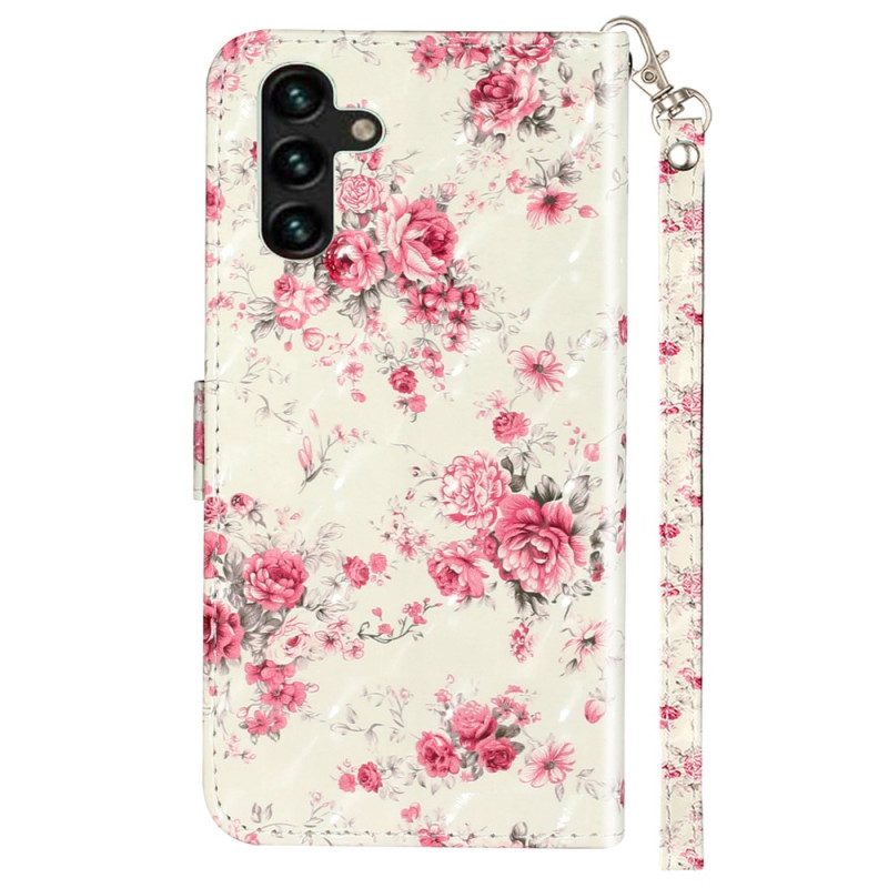 Bescherming Hoesje Samsung Galaxy S24 Fe Vintage Rozen Met Riempje