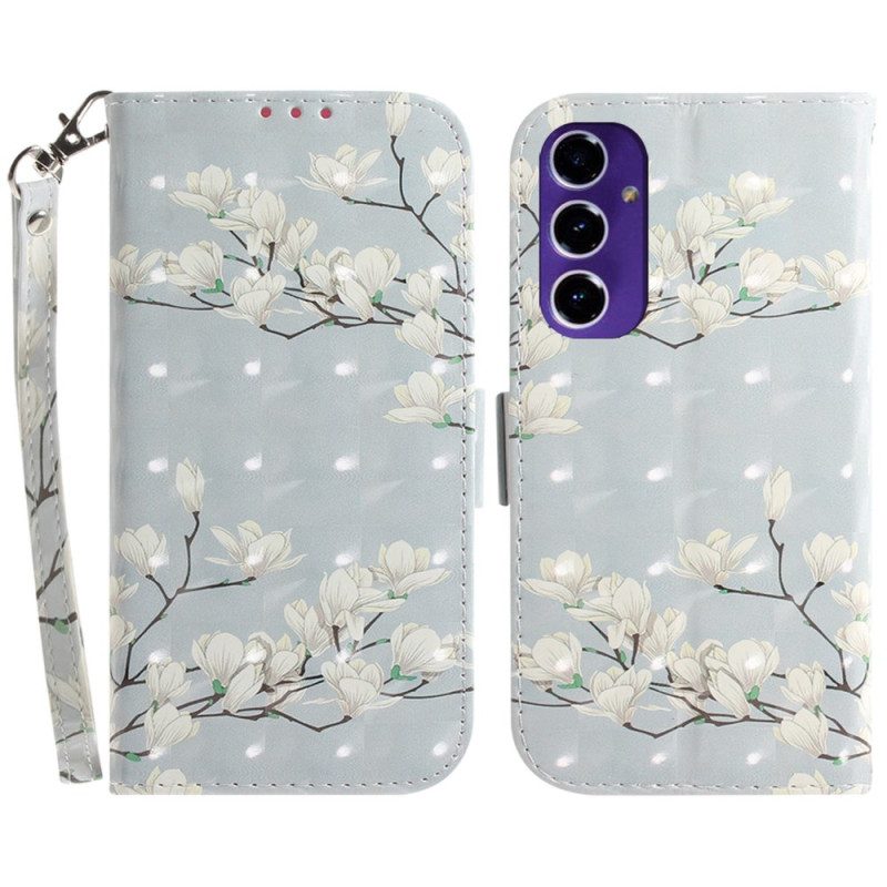 Flip Case Leren Samsung Galaxy S24 Fe Band Magnolia's