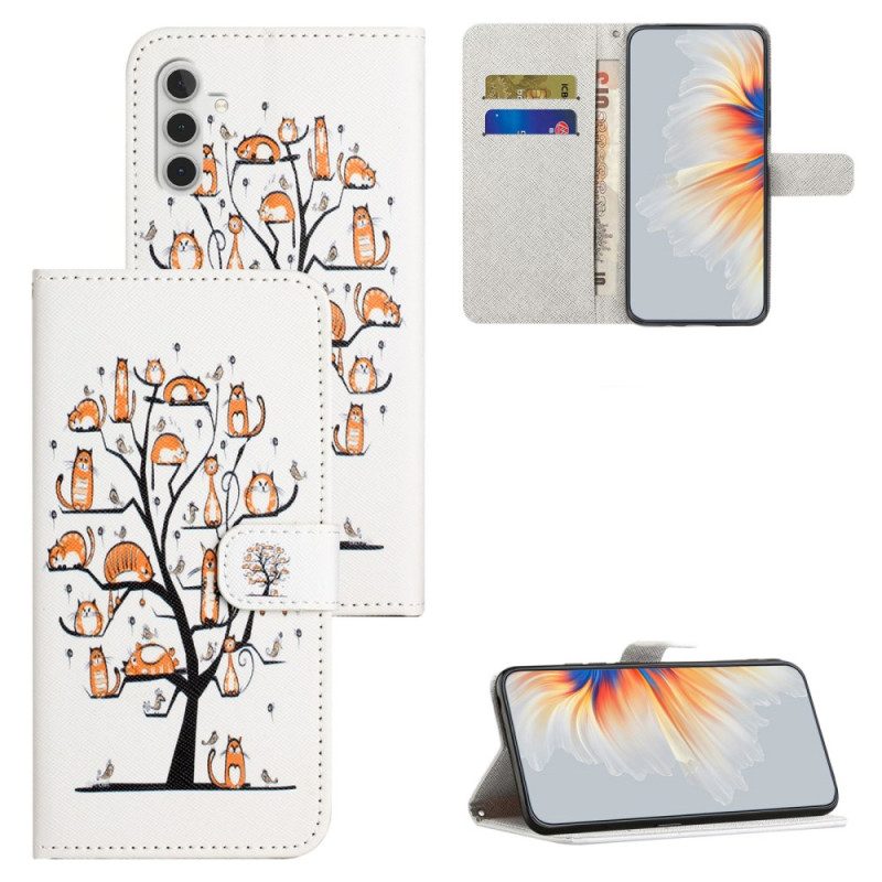 Flip Case Leren Samsung Galaxy S24 Fe Katten Aan De Sleutelboom