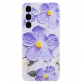 Hoesje Samsung Galaxy S24 Fe Paarse Bloemen Bescherming Hoesje