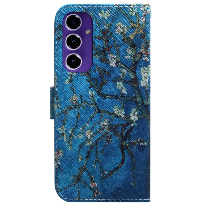 Leren Hoesje Samsung Galaxy S24 Fe Abrikozenbloemen