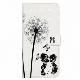 Leren Hoesje Samsung Galaxy S24 Fe Kinderen En Paardenbloemen