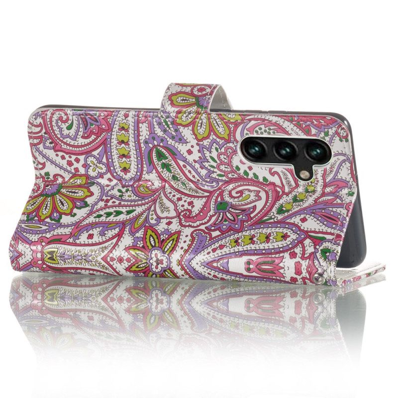 Leren Hoesje Samsung Galaxy S24 Fe Paisley-patroon Bescherming Hoesje