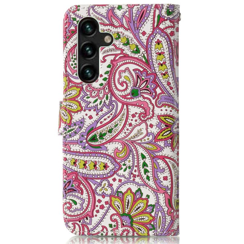 Leren Hoesje Samsung Galaxy S24 Fe Paisley-patroon Bescherming Hoesje