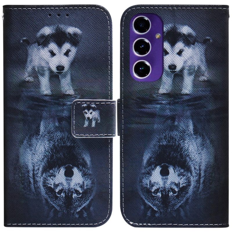 Leren Hoesje Samsung Galaxy S24 Fe Puppydroom Bescherming Hoesje