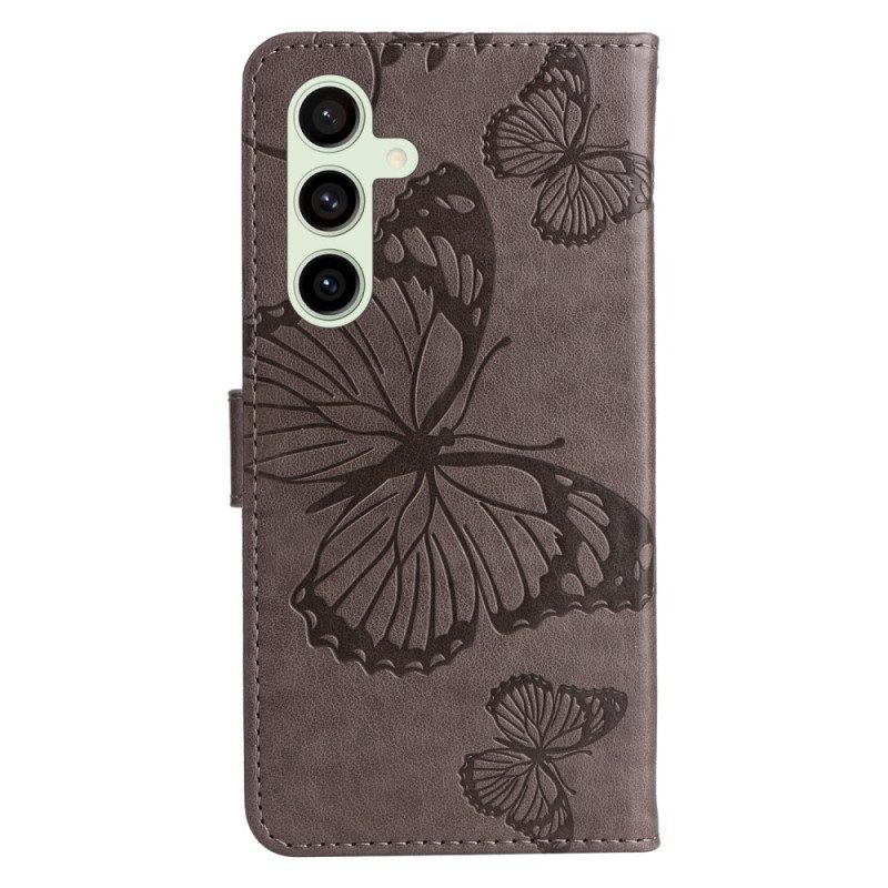 Leren Hoesje Samsung Galaxy S24 Fe Reuzevlinders Met Riem Bescherming Hoesje