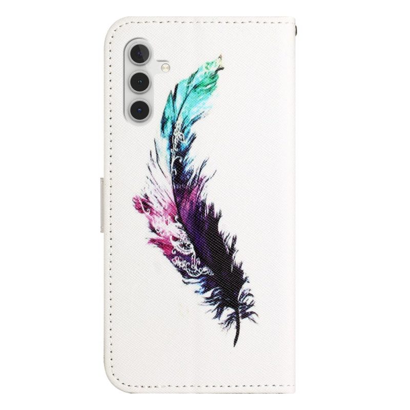 Leren Hoesje Samsung Galaxy S24 Fe Veer Met Bandje Bescherming Hoesje