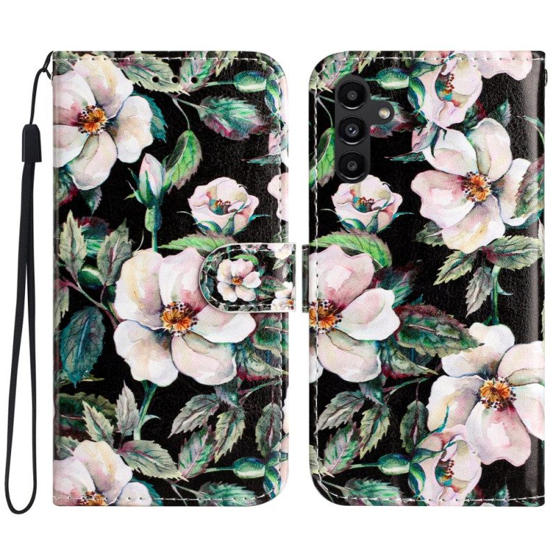 Leren Hoesje Voor Samsung Galaxy S24 Fe Band Magnolia's