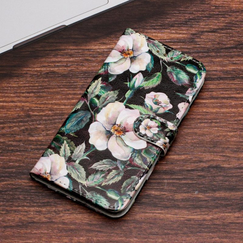 Leren Hoesje Voor Samsung Galaxy S24 Fe Band Magnolia's