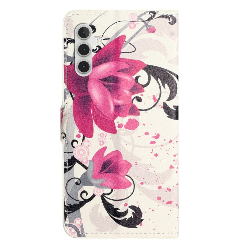 Leren Hoesje Voor Samsung Galaxy S24 Fe Lotus