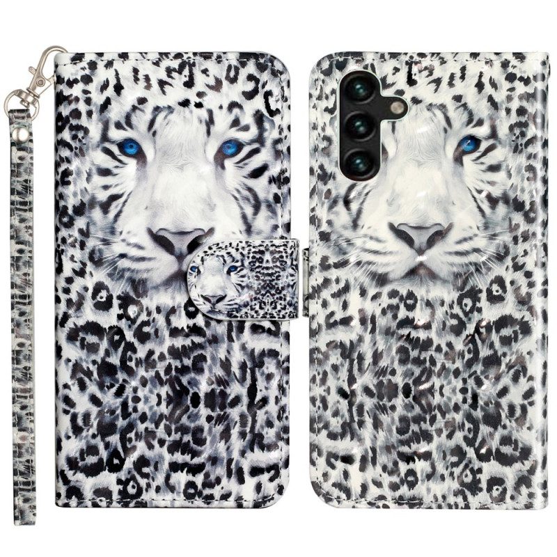 Leren Hoesje Voor Samsung Galaxy S24 Fe Luipaardband