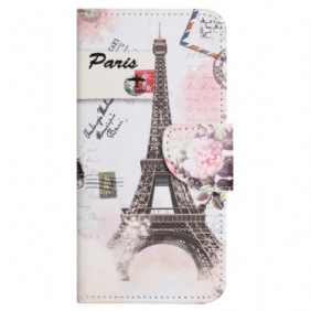 Leren Hoesje Voor Samsung Galaxy S24 Fe Vintage Eiffeltoren