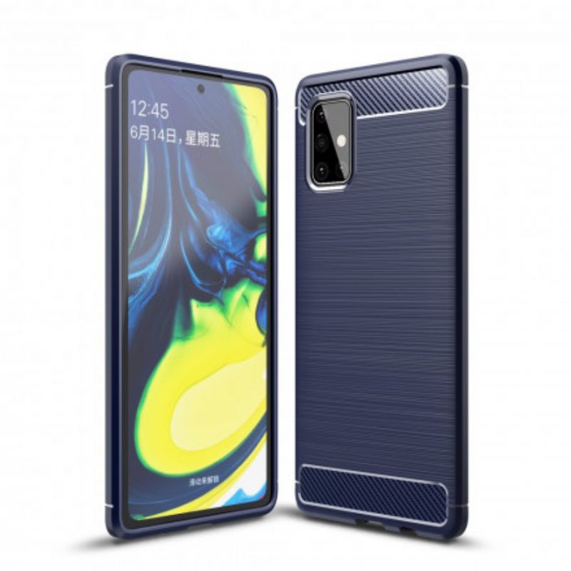 Hoesje voor Samsung Galaxy A71 5G Geborstelde Koolstofvezel