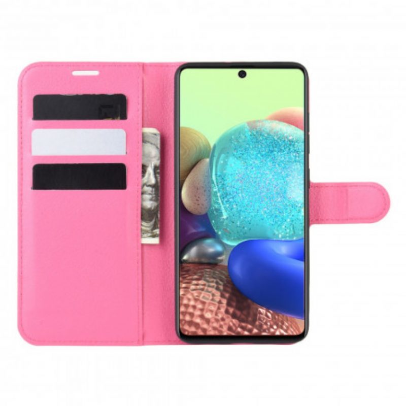 Leren Hoesje voor Samsung Galaxy A71 5G Klassiek Litchi-leereffect