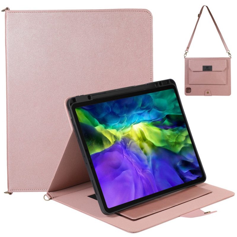 Flip Case voor iPad Pro 12.9" (2022) Rfid-schouderriem Met Leereffect