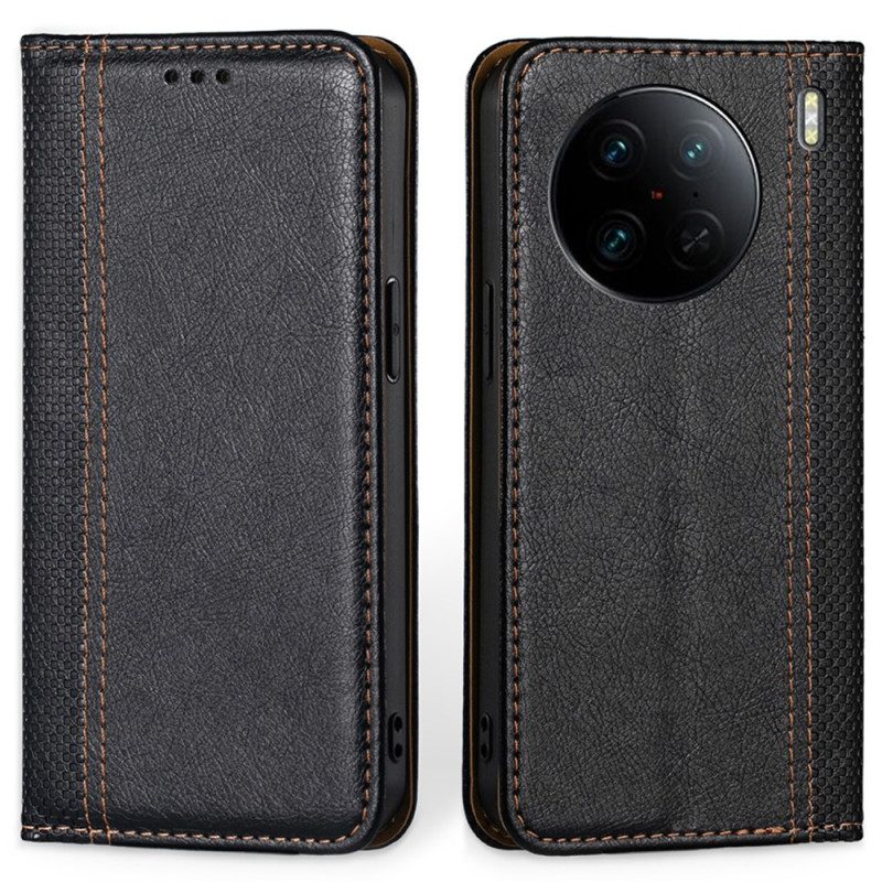 Bescherming Hoesje voor Vivo X90 Pro Folio-hoesje Vintage Kunstleer