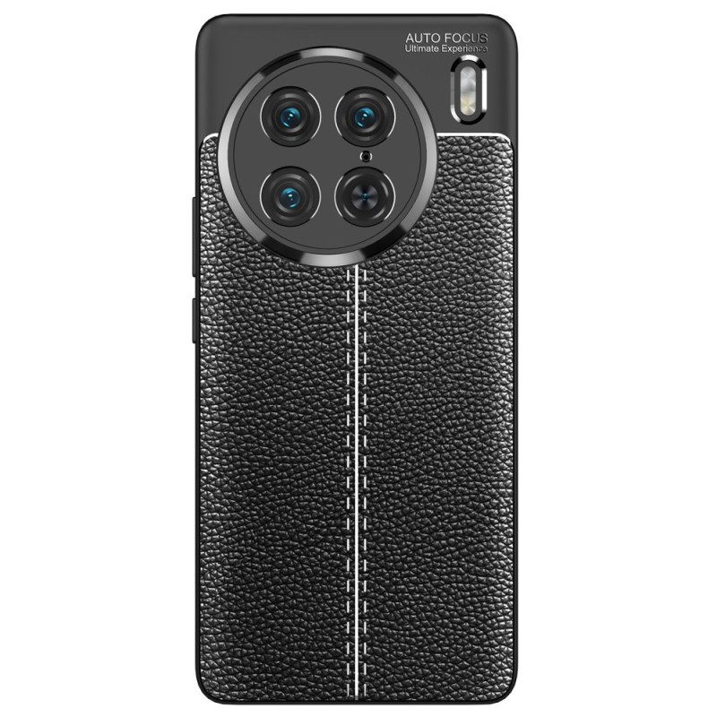 Hoesje voor Vivo X90 Pro Dubbellijnig Litchi-leereffect